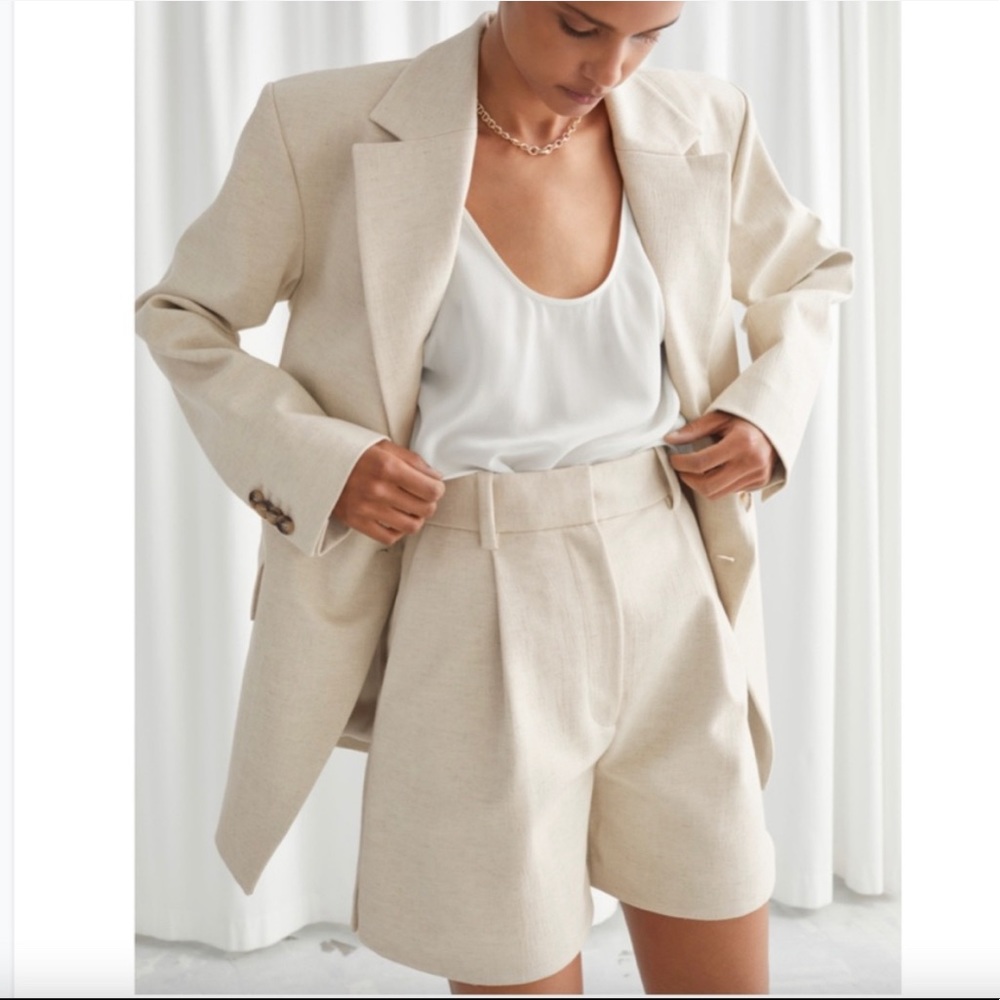 And Other Stories Beige Linen Shorts